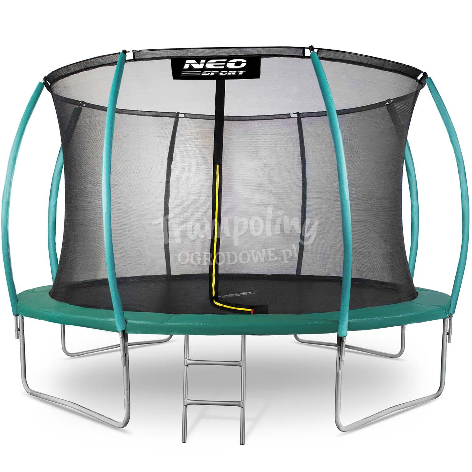 Trampolina ogrodowa 12ft/374cm z siatką, profilowanymi słupkami i drabinką Neo-Sport