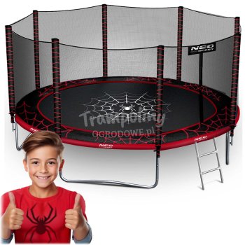 Trampolina ogrodowa 13ft/404cm z siatką zewnętrzną i drabinką Neo-Sport