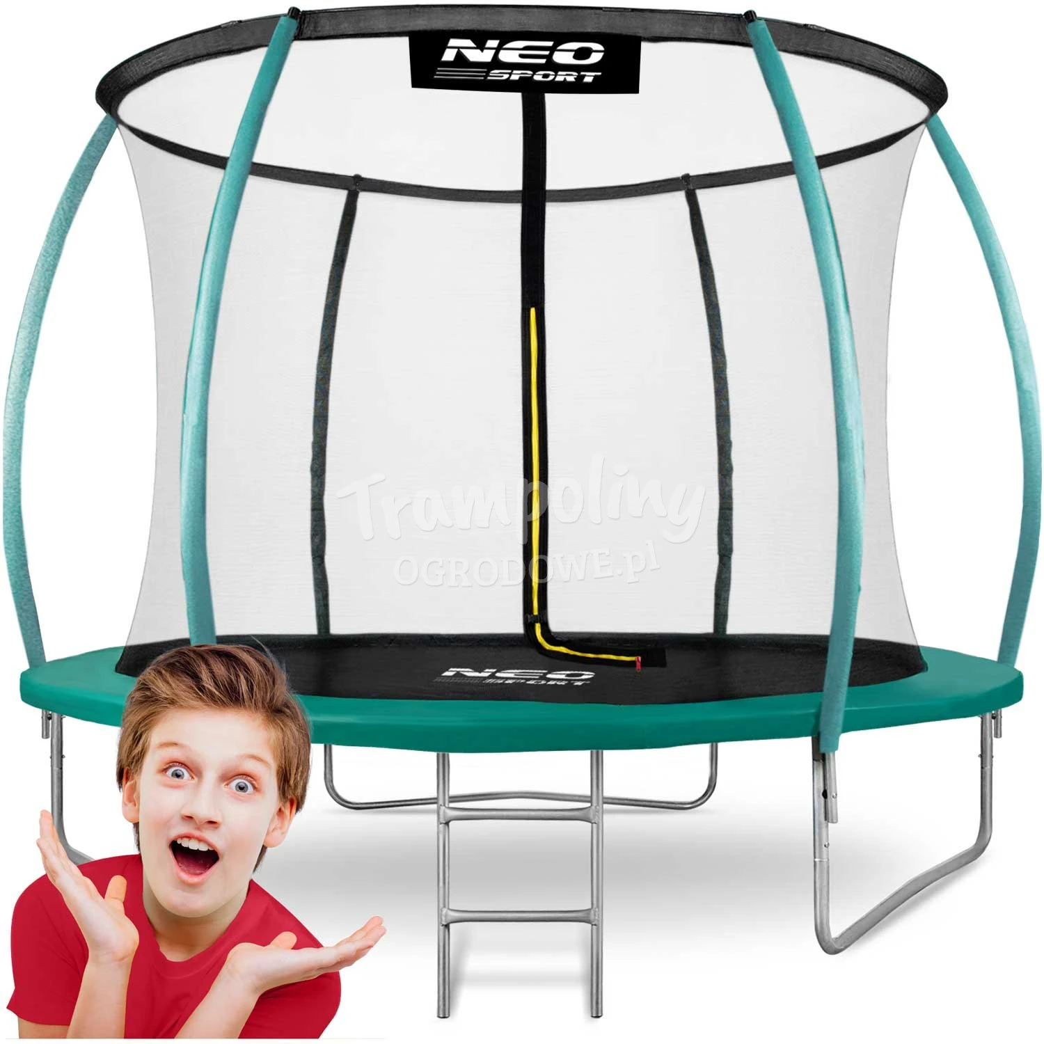 Trampolina ogrodowa 8ft/252cm z siatką, profilowanymi słupkami i drabinką Neo-Sport