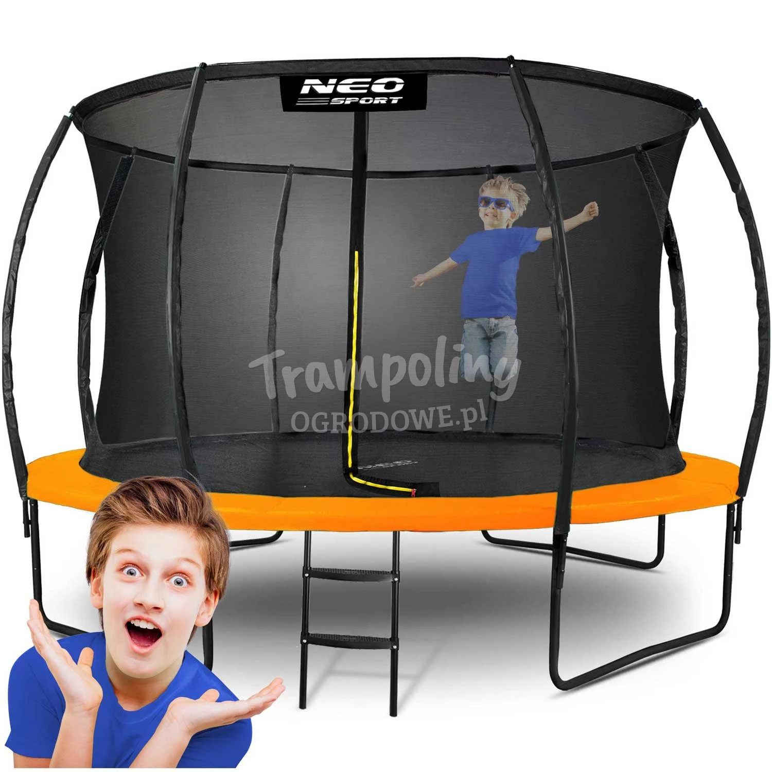 Trampolina ogrodowa profilowana 12ft/374cm z siatką wewnętrzną Neo-Sport