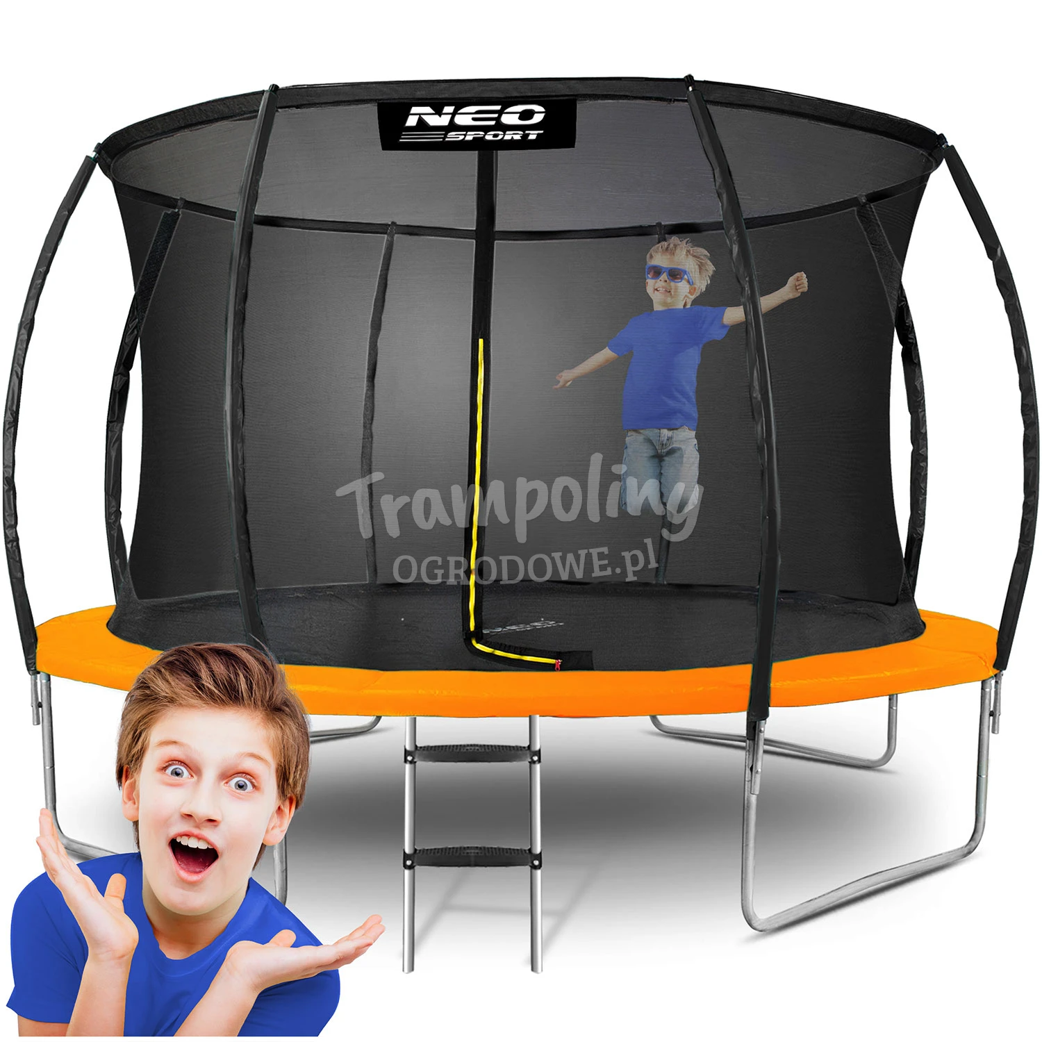 Trampolina ogrodowa profilowana 12ft/374cm z siatką wewnętrzną Neo-Sport