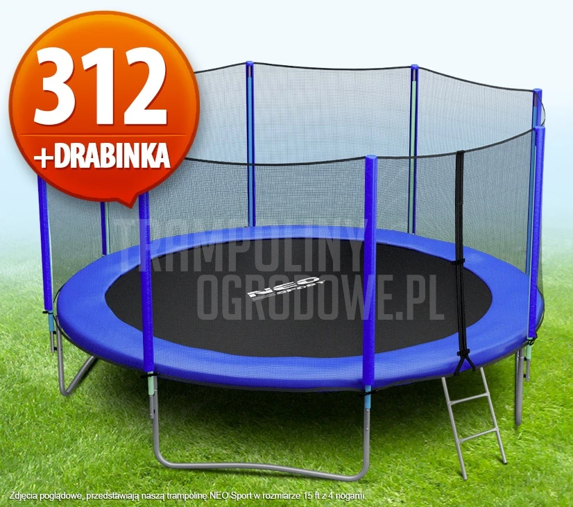 Trampolina Ogrodowa z Siatką - 312 CM - 10 FT + DRABINKA