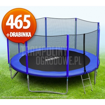 Trampolina Ogrodowa z Siatką - 465 CM - 15 FT + DRABINKA