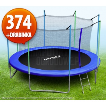 Trampolina ogrodowa z siatką i drabinką PRO - 374 CM - 12 FT