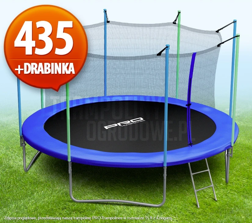Trampolina ogrodowa z siatką i drabinką PRO - 435 CM - 14 FT