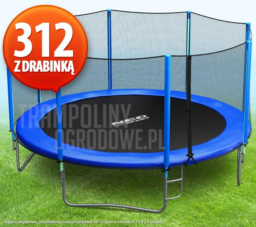 Trampolina Ogrodowa z siatką i drabinką Neo-Sport - 312 CM - 10 FT