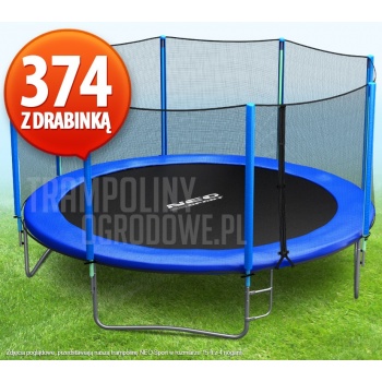 Trampolina Ogrodowa z siatką i drabinką Neo-Sport - 374 CM - 12 FT