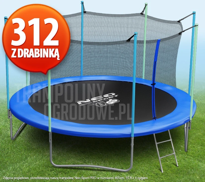 Trampolina ogrodowa z siatką i drabinką Neo-Sport PRO - 312 CM - 10 FT